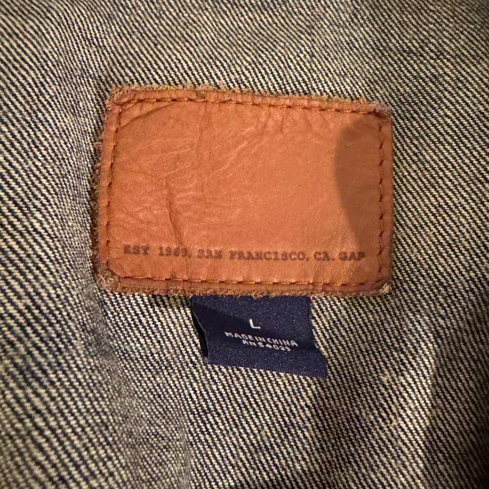 Gap Brown Leather Patch Denim Jacket - image 2